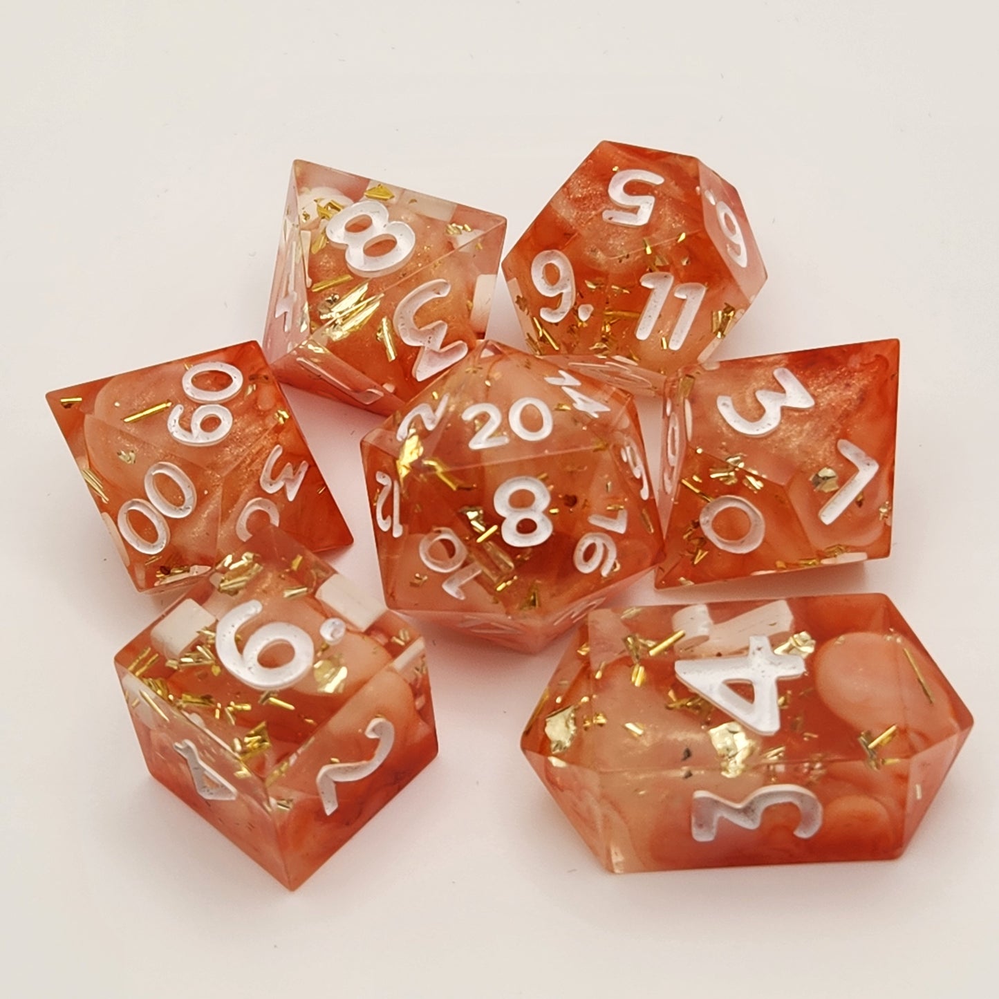 Peaches & Cream - 7 piece dice set