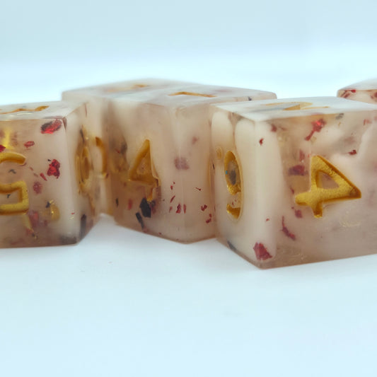 Milky Gold 6 D6 Dice Set