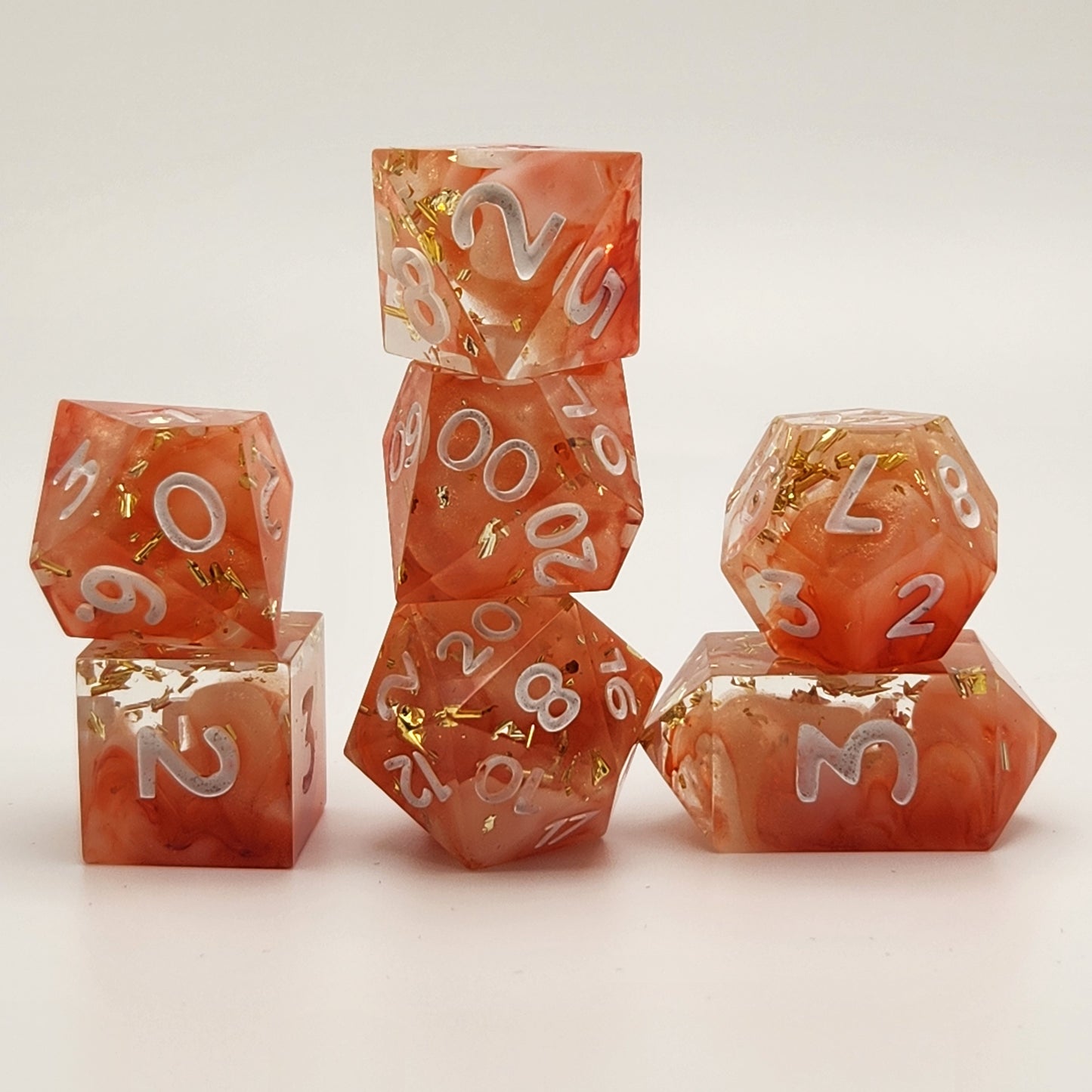 Peaches & Cream - 7 piece dice set