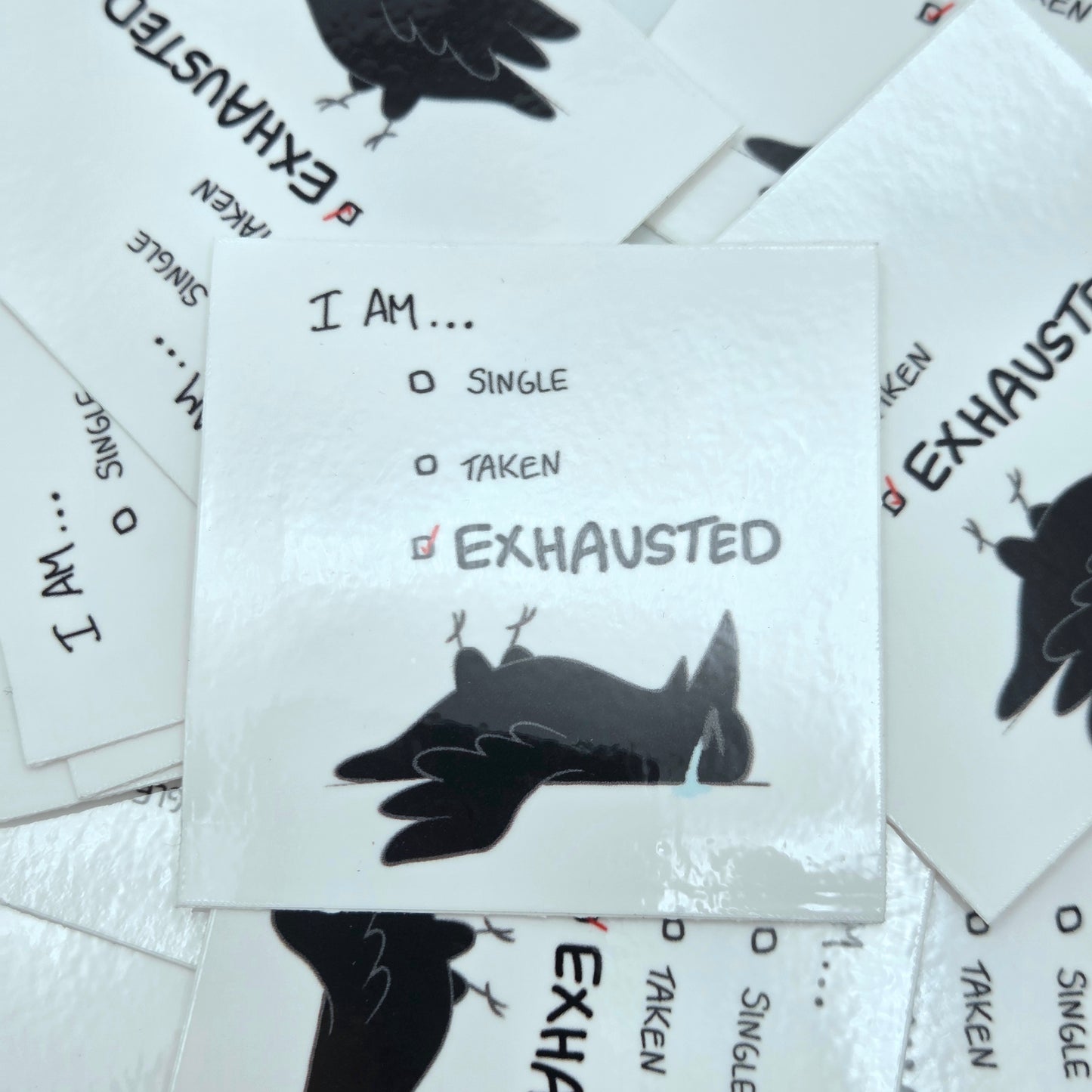 Exhausted Crow Sticker